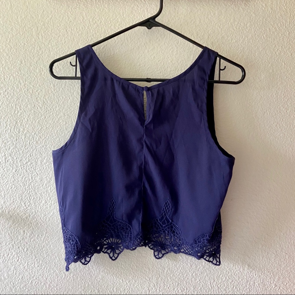 BP Nordstrom Blue Floral Lace Crop Top - Picture 2 of 3